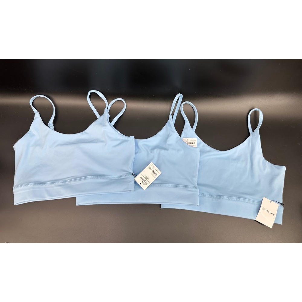 Lot of (3) The Drop Women's Bryce Stretch Blissful Bralette Sky Blue Sz Large